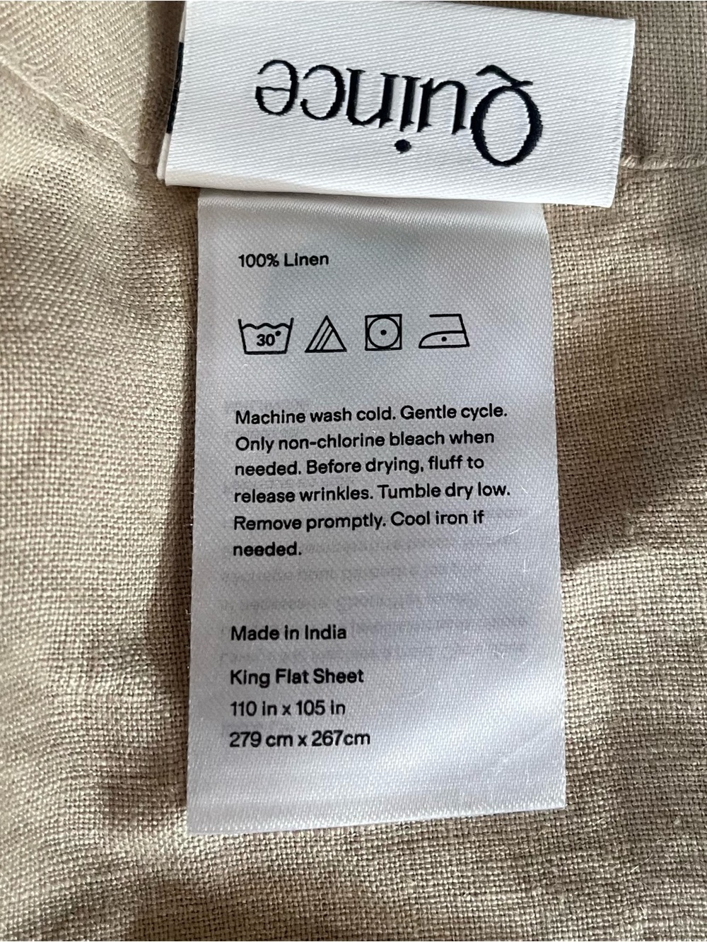 NWT Quince European Linen 4 Piece Sheet Set, King (Toffee) - Picture 4 of 8